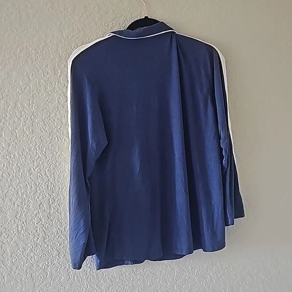 Eberjey blue with white striped pajama top - Picture 2 of 3